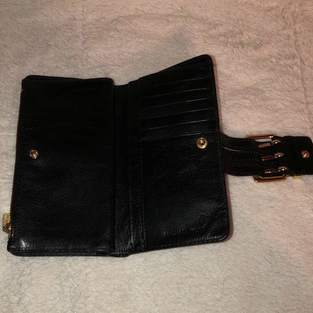 Michael Kors Black Leather Buckle Clutch Wallet with Gold Hardware - Picture 9 of 11